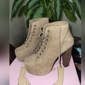 Jeffrey Campbell Taupe Suede Lita Booties 5.5